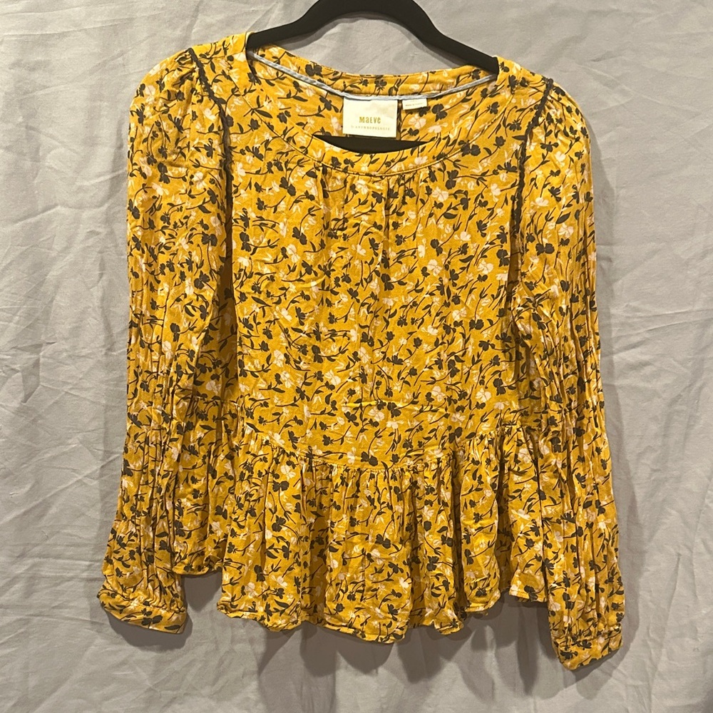 Maeve Mustard Floral Blouse